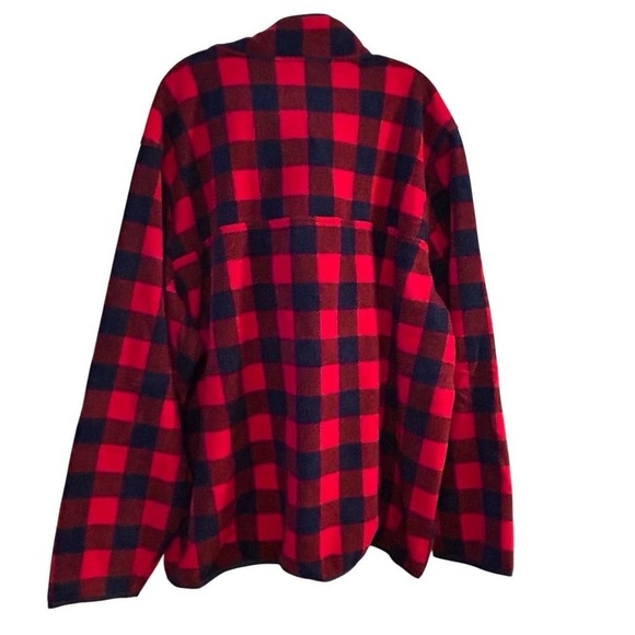 Lands' End Men's 3XL Red Buffalo Plaid Fleece Snap Neck Pullover Sweater - Picture 13 of 16